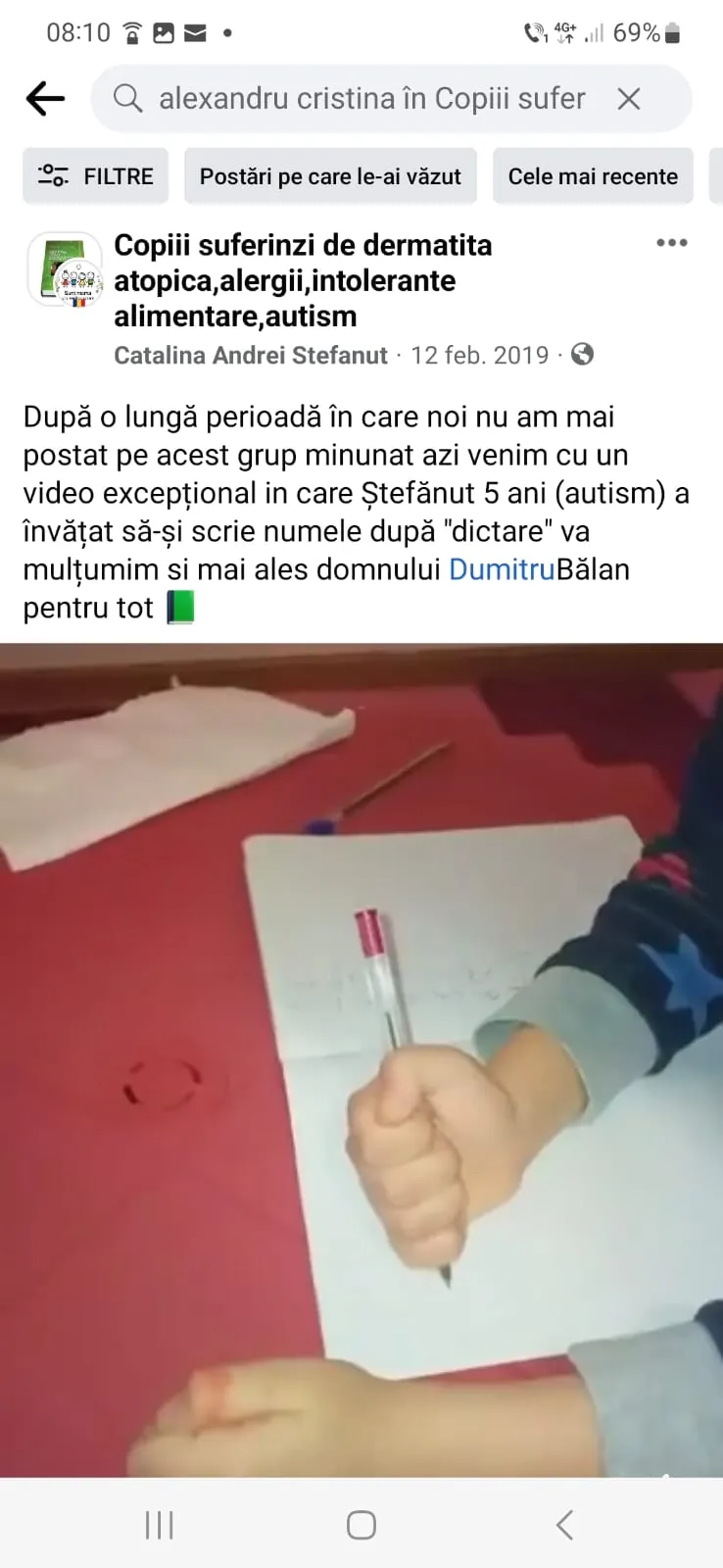 Mărturie din grupul de Facebook (captură 15)