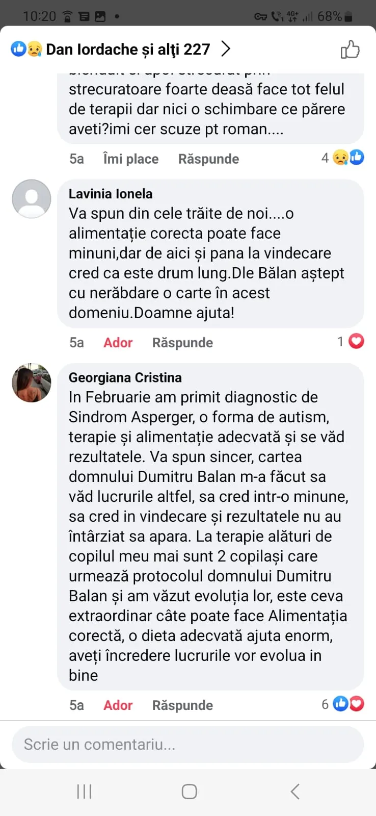 Mărturie din grupul de Facebook (captură 21)