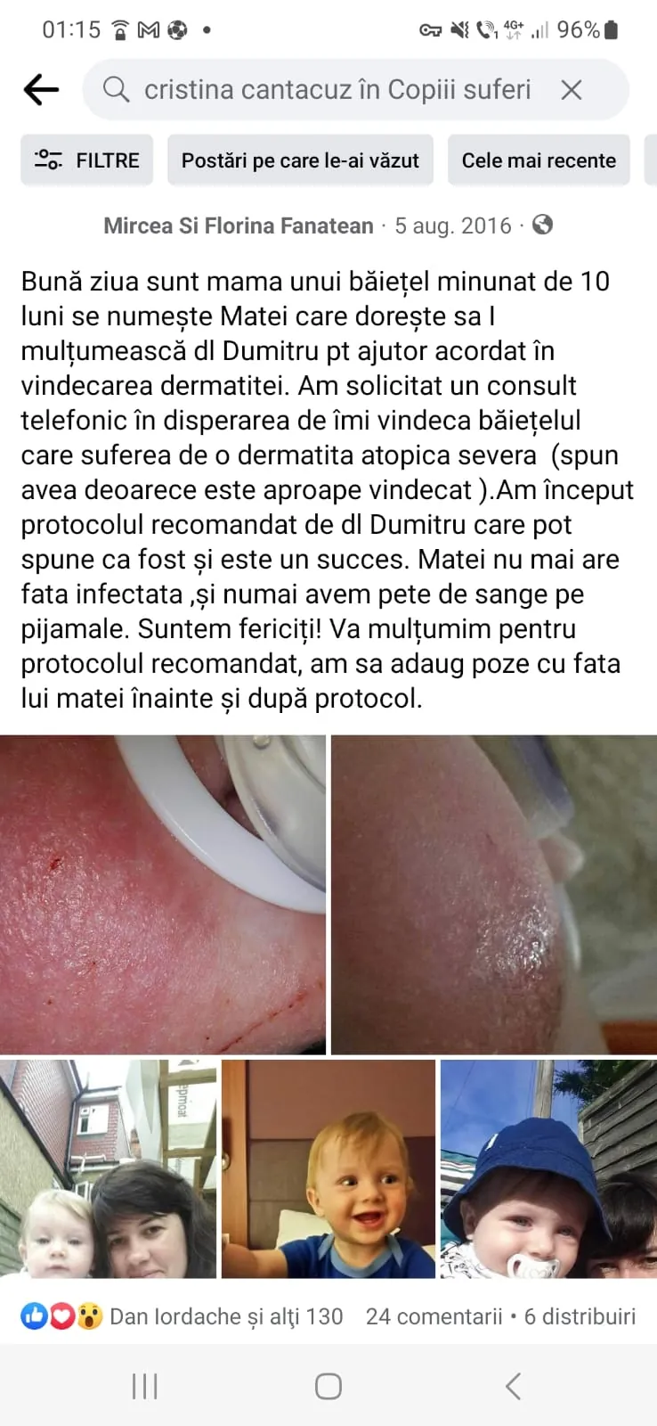 Mărturie din grupul de Facebook (captură 25)