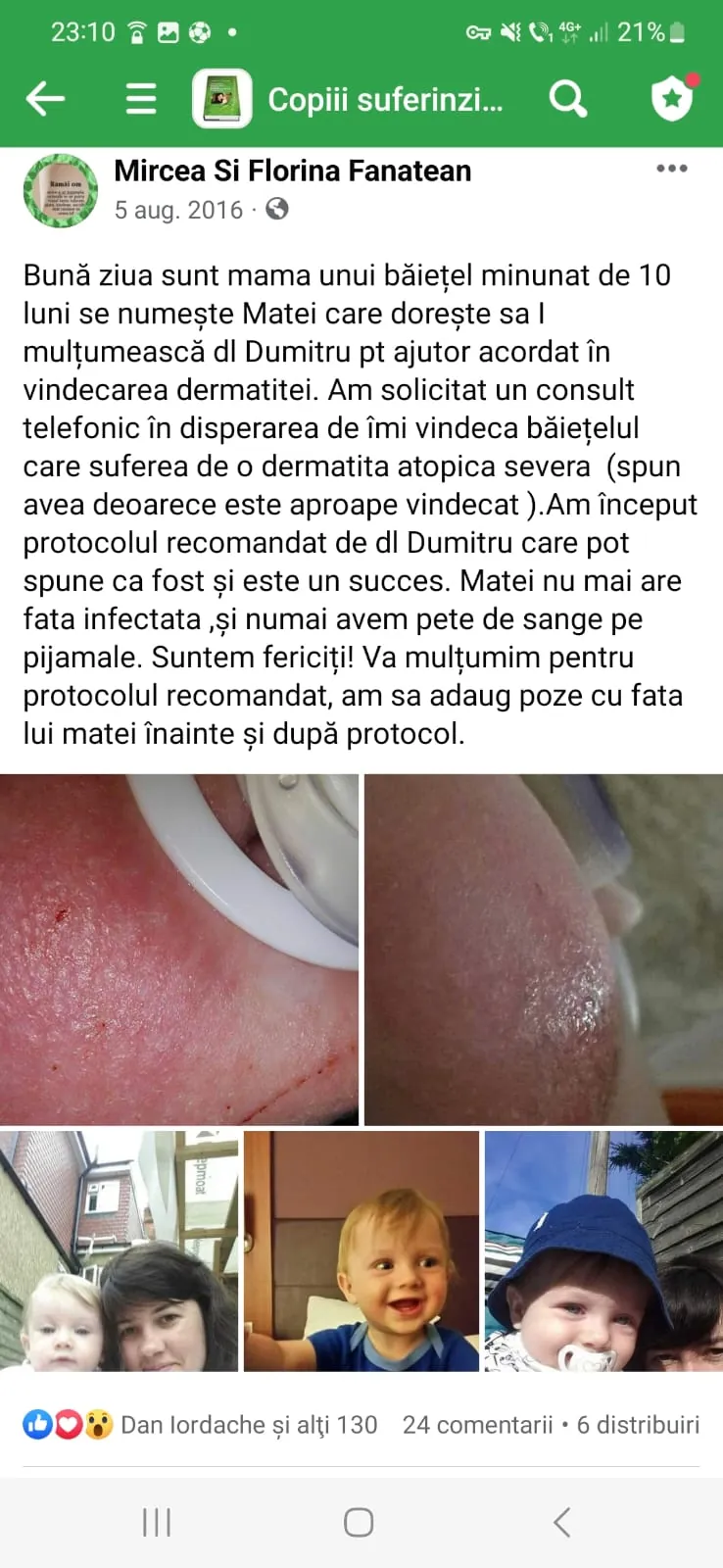 Mărturie din grupul de Facebook (captură 36)