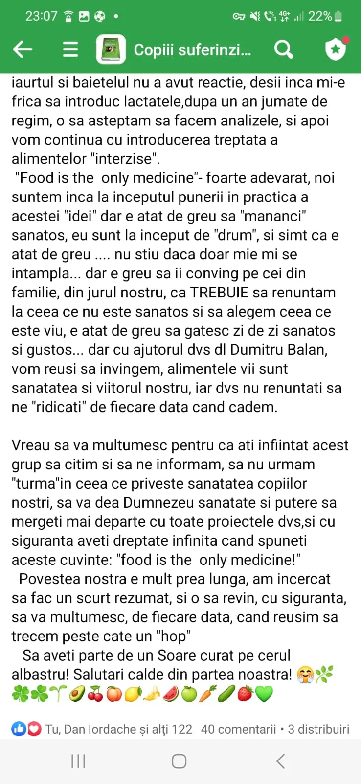 Mărturie din grupul de Facebook (captură 42)