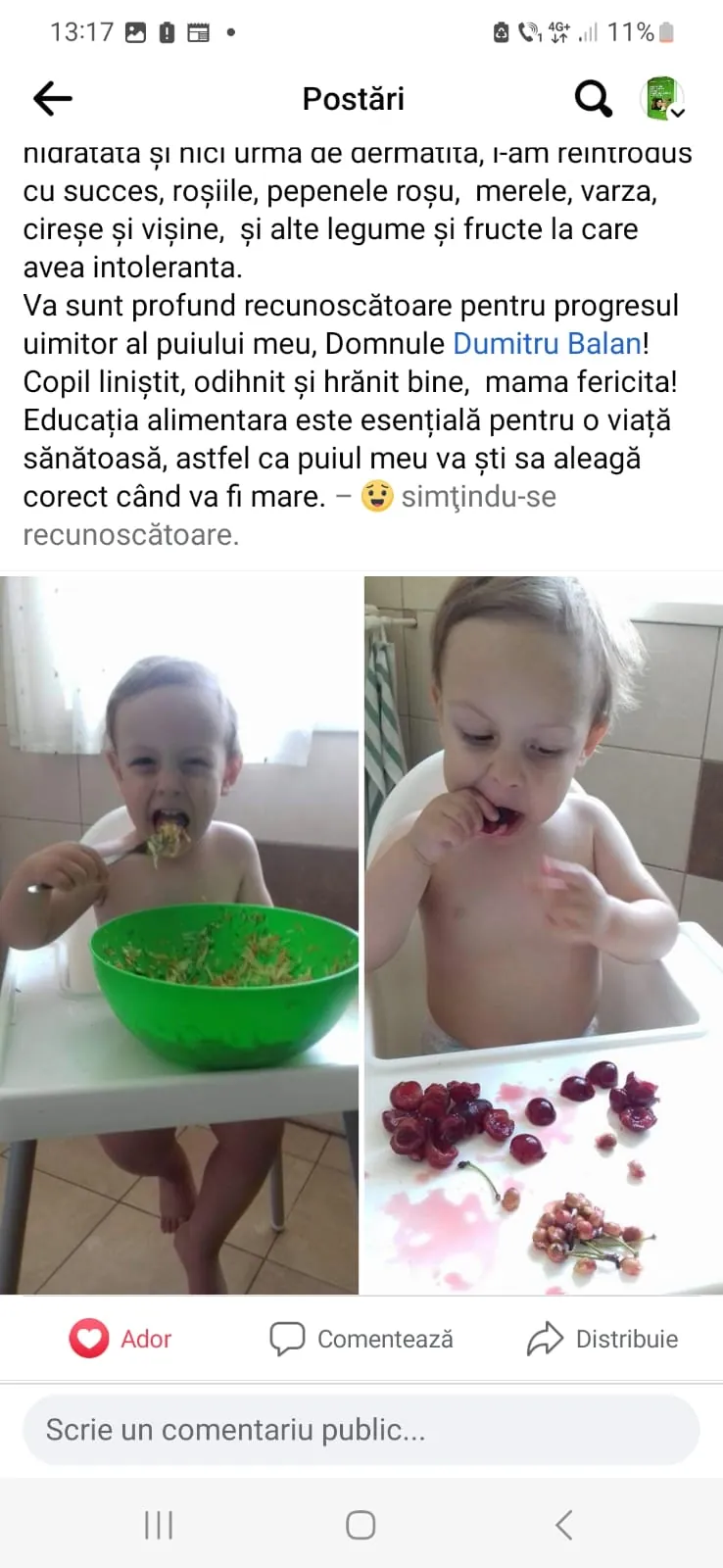Mărturie din grupul de Facebook (captură 60)