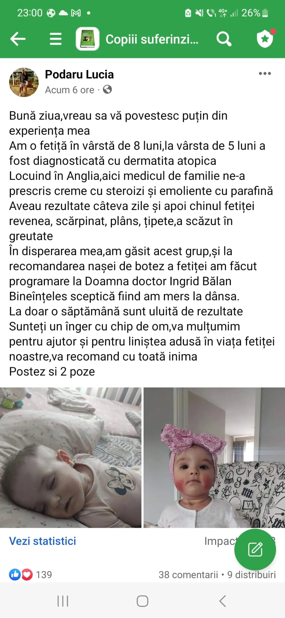 Mărturie din grupul de Facebook (captură 11)