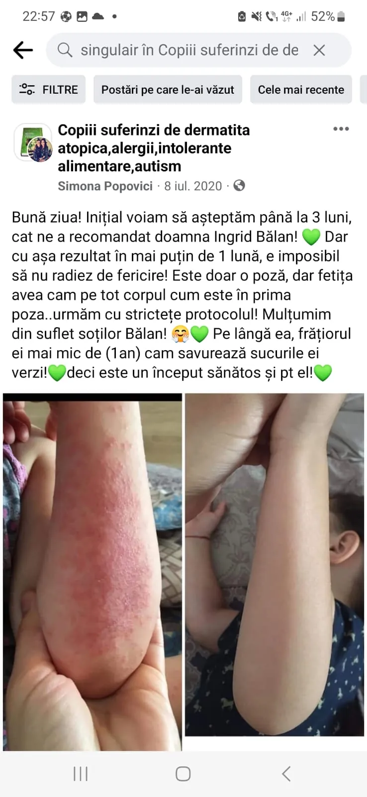 Mărturie din grupul de Facebook (captură 16)