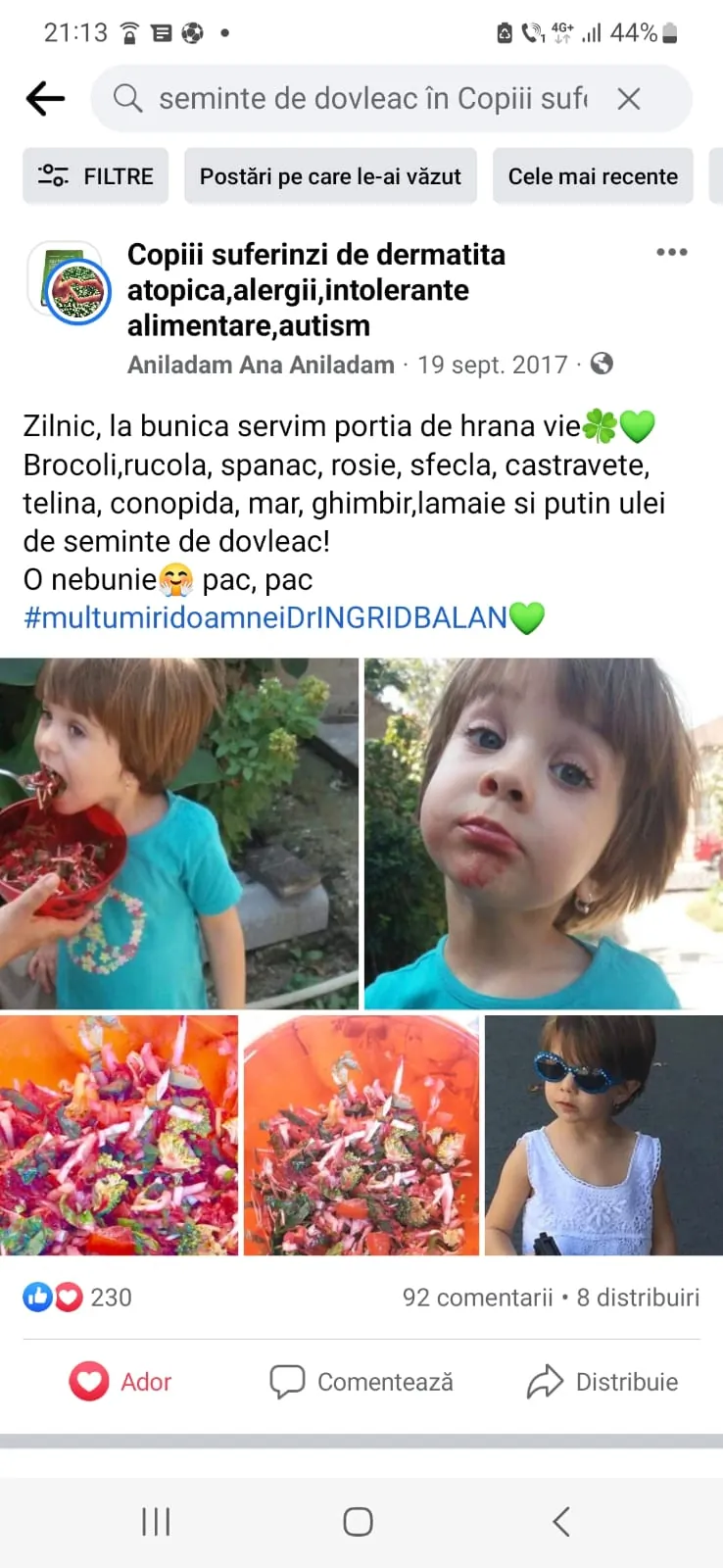 Mărturie din grupul de Facebook (captură 19)