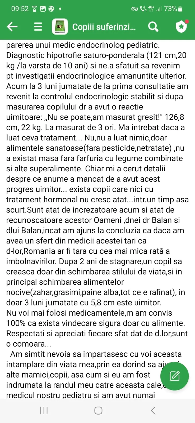 Mărturie din grupul de Facebook (captură 35)
