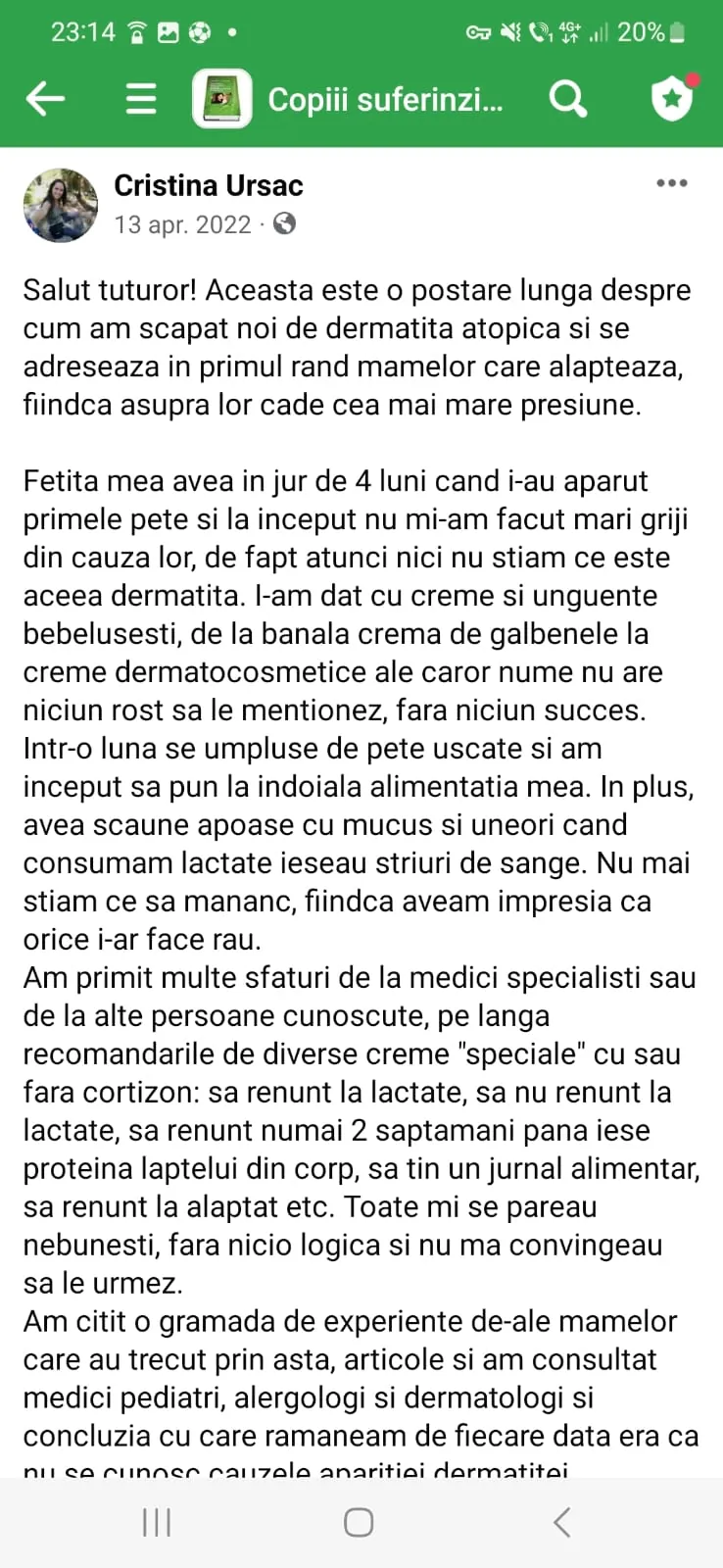 Mărturie din grupul de Facebook (captură 37)