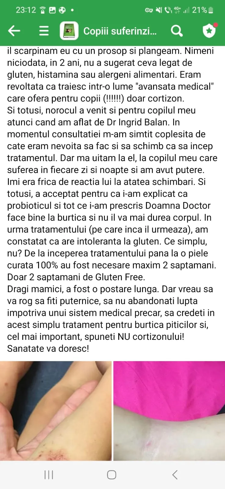 Mărturie din grupul de Facebook (captură 41)