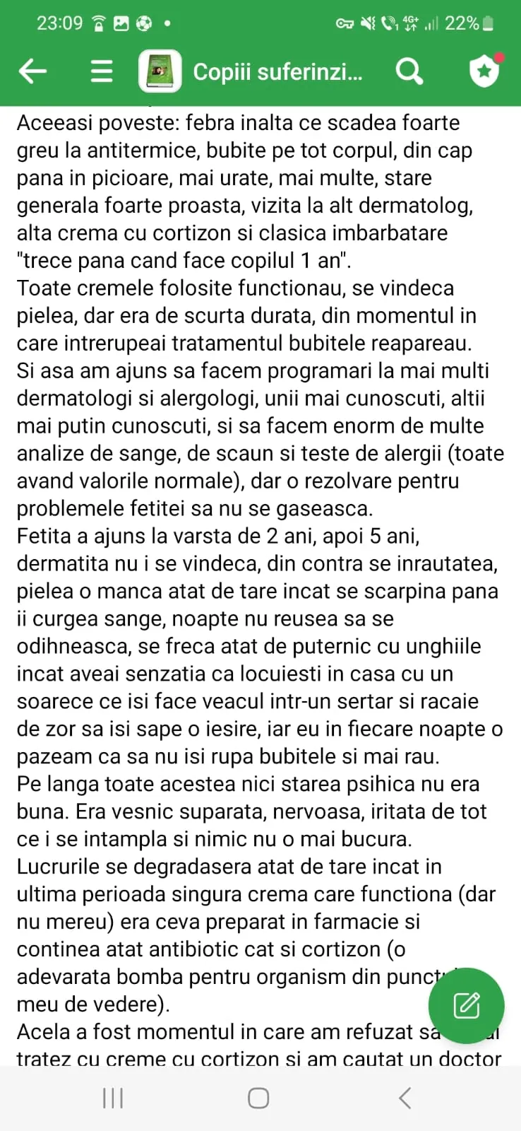 Mărturie din grupul de Facebook (captură 45)