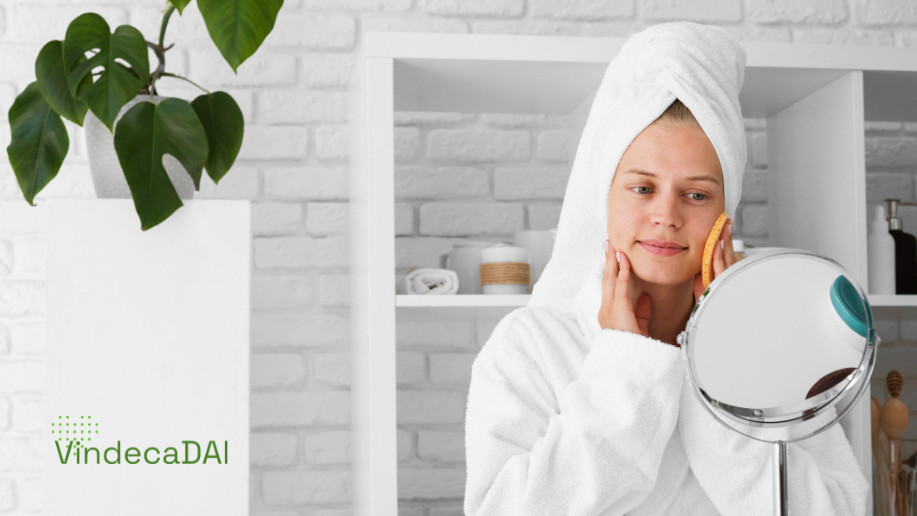 fată care își îngrijește pielea după duș vindecadai
